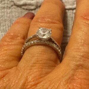 Beautiful Simulated  Solitaire & Eternity Band  Wedding Set by Daniela Swabe